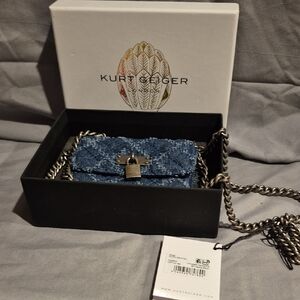 Kurt Geiger Denim Blue Mini Bag with Chain